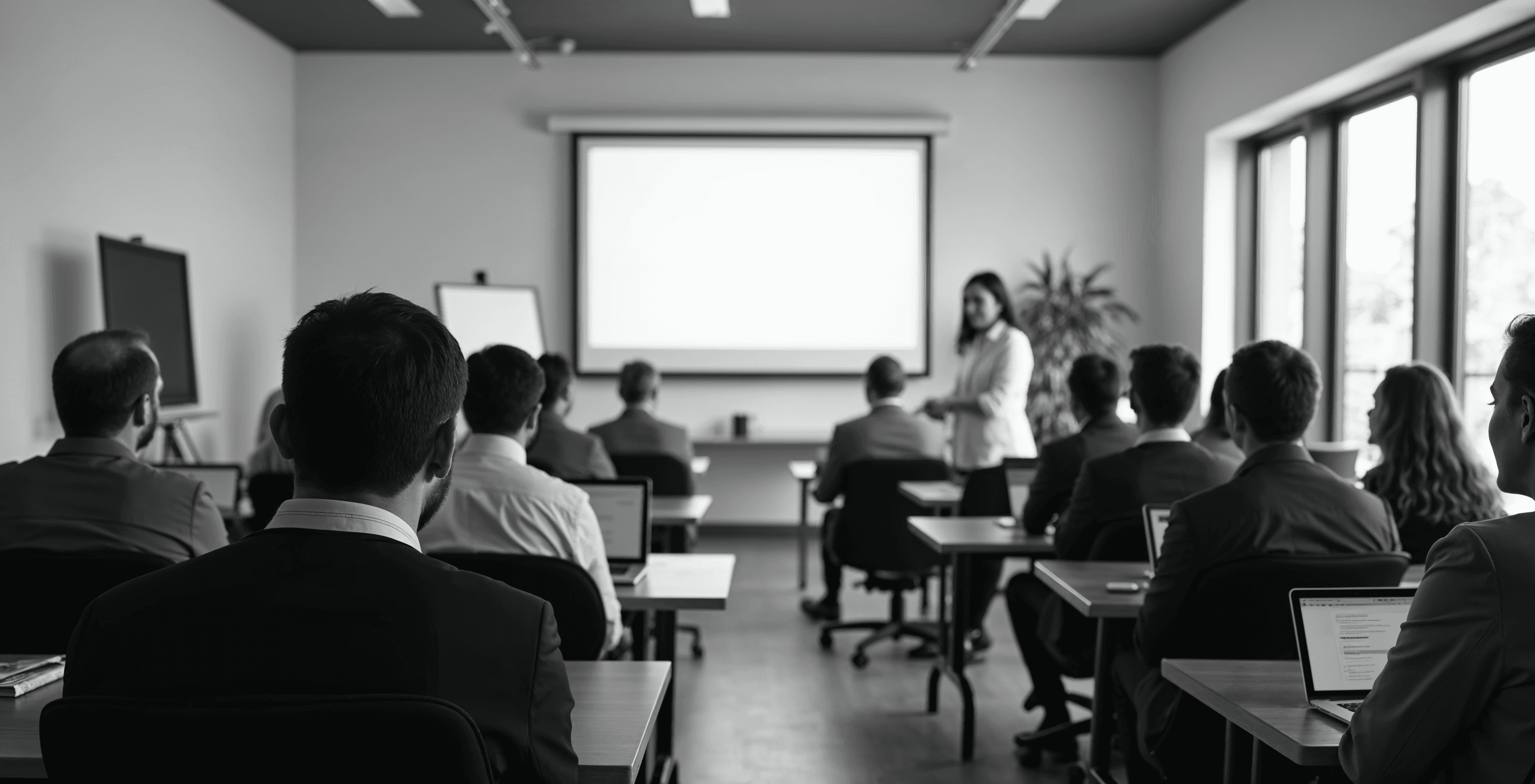 Taller de formación con profesionales en un aula moderna