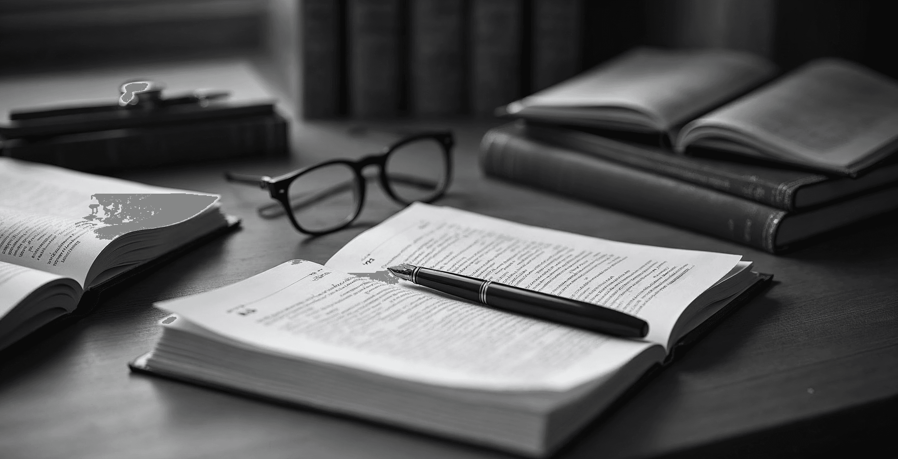 Libros y documentos jurídicos ordenados sobre una mesa